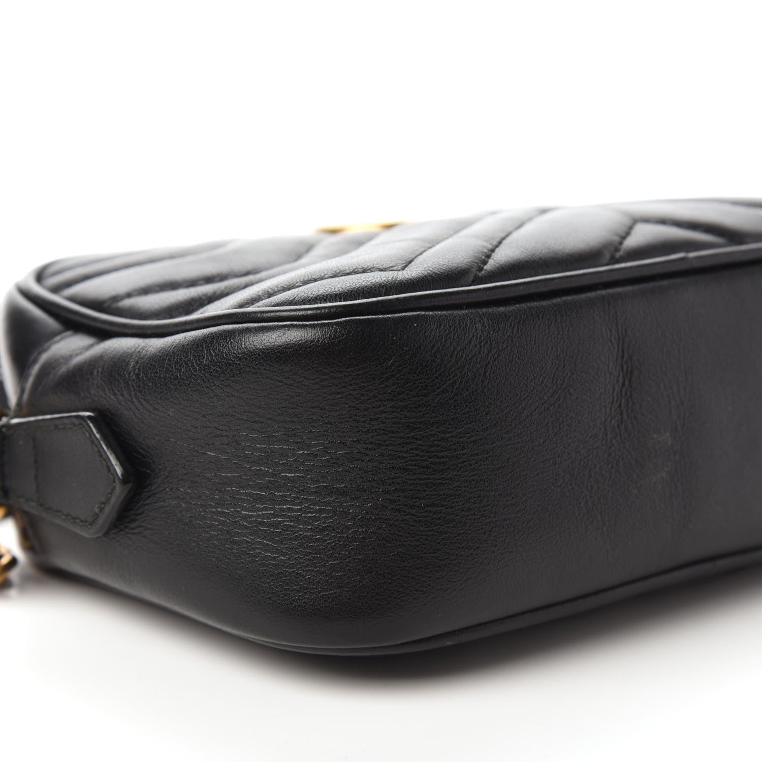 Gucci Calfskin Matelasse Mini GG Marmont Chain Shoulder Bag Black 6 of 10
