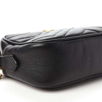 Gucci Calfskin Matelasse Mini GG Marmont Chain Shoulder Bag Black 6 of 10