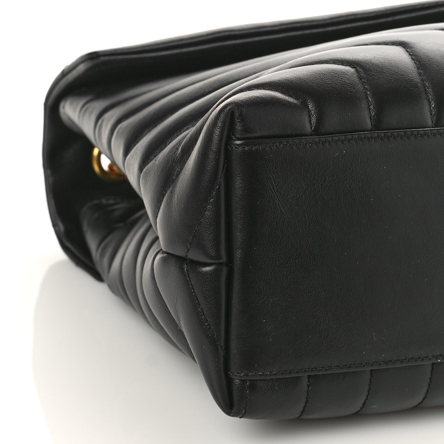 Calfskin Y Quilted Monogram Medium Loulou Chain Satchel Black