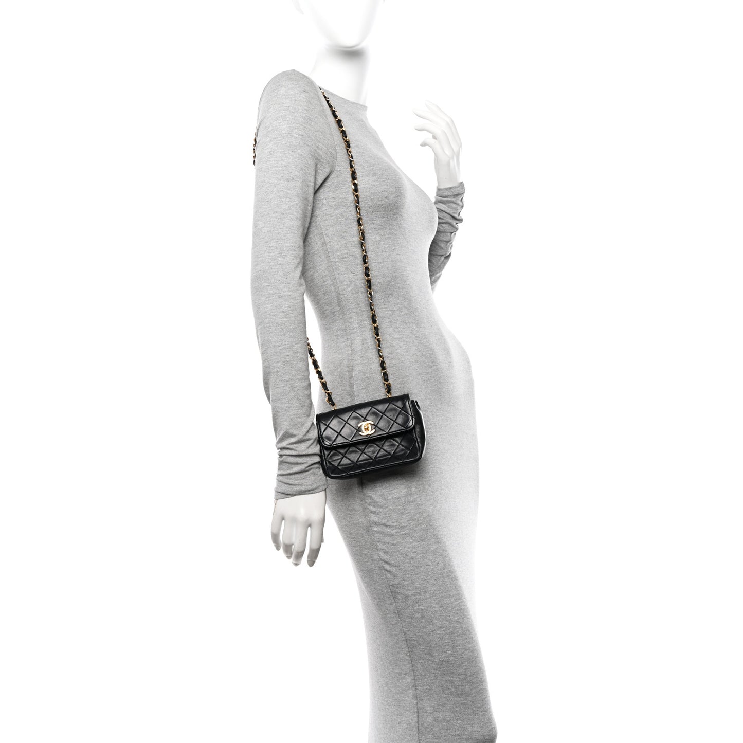 Lambskin Quilted Extra Mini Flap Black