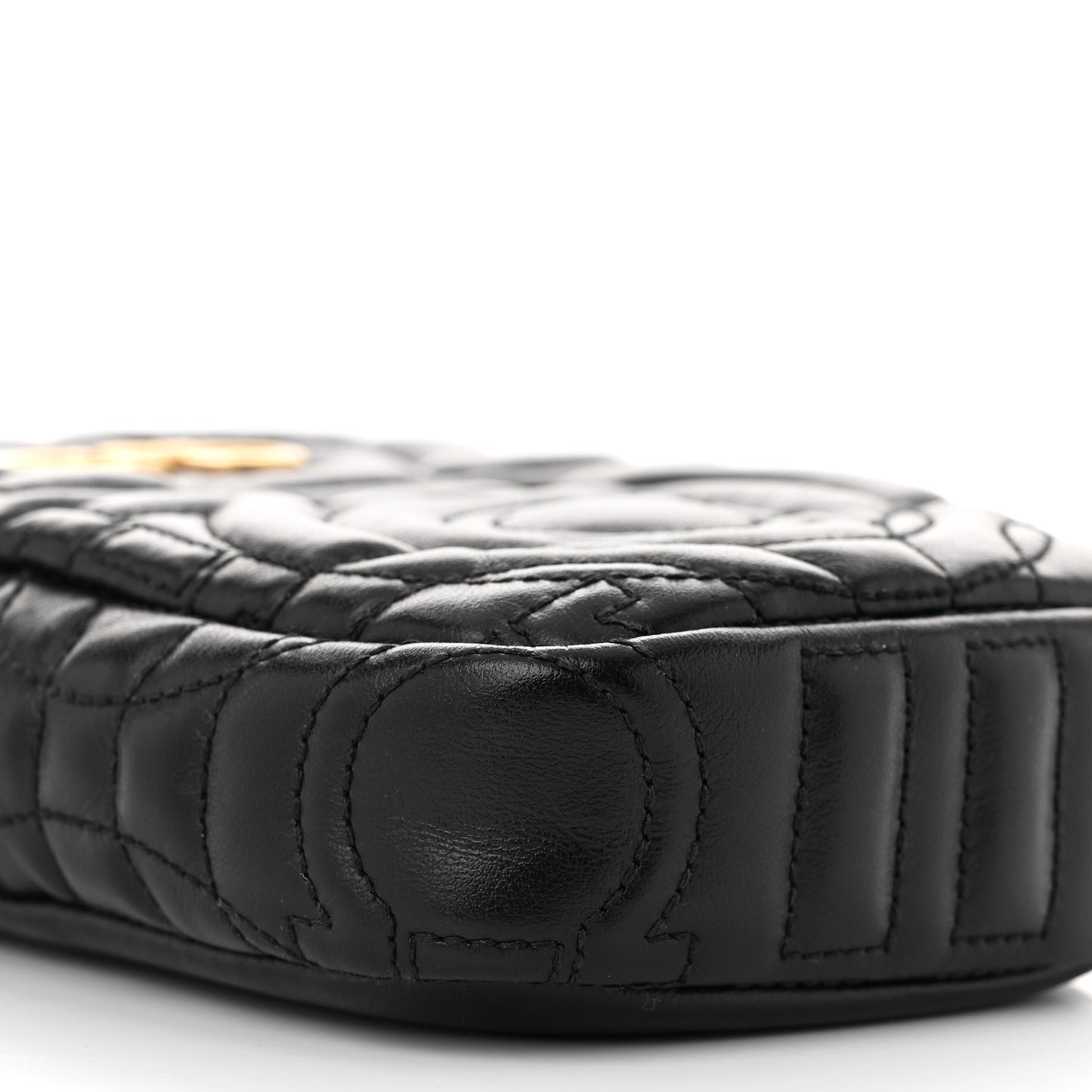 Calfskin Quilted Gancini Mini Mufasa Crossbody Black
