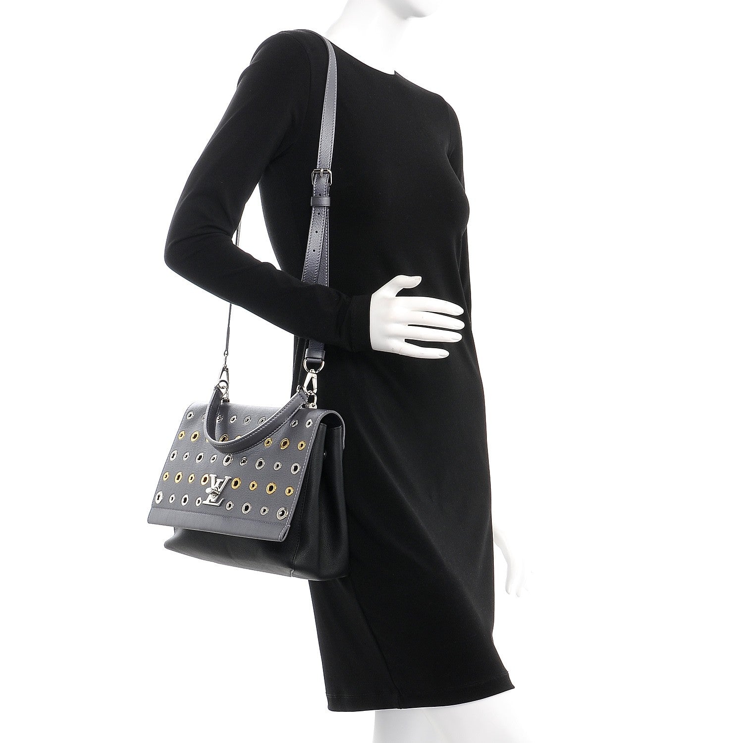 Louis Vuitton Soft Calfskin Eyelet Lockme II Top Handle Gris Silver 2 of 7