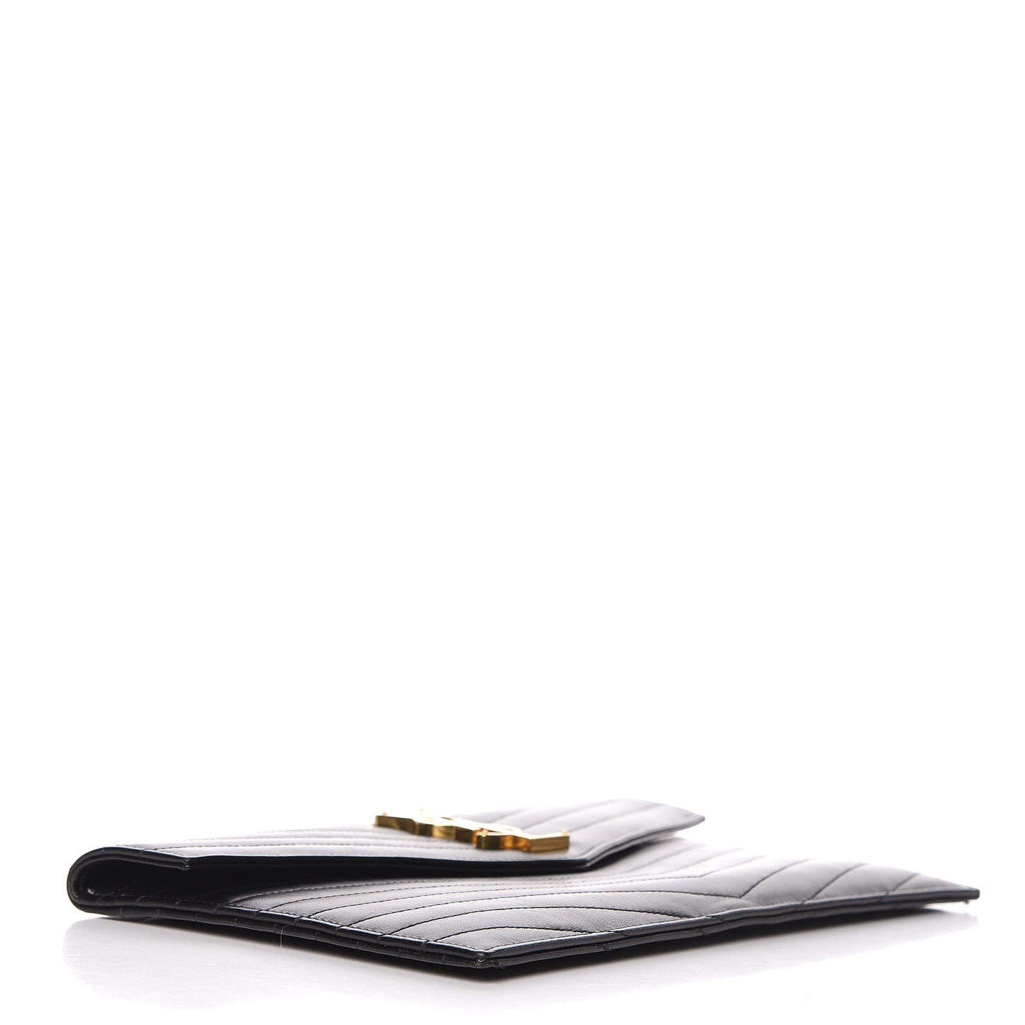Calfskin Matelasse Chevron Monogram Uptown Clutch Black