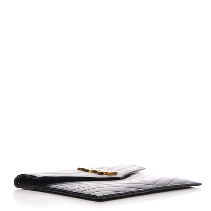 Saint Laurent Calfskin Matelasse Chevron Monogram Uptown Clutch Black 4 of 10