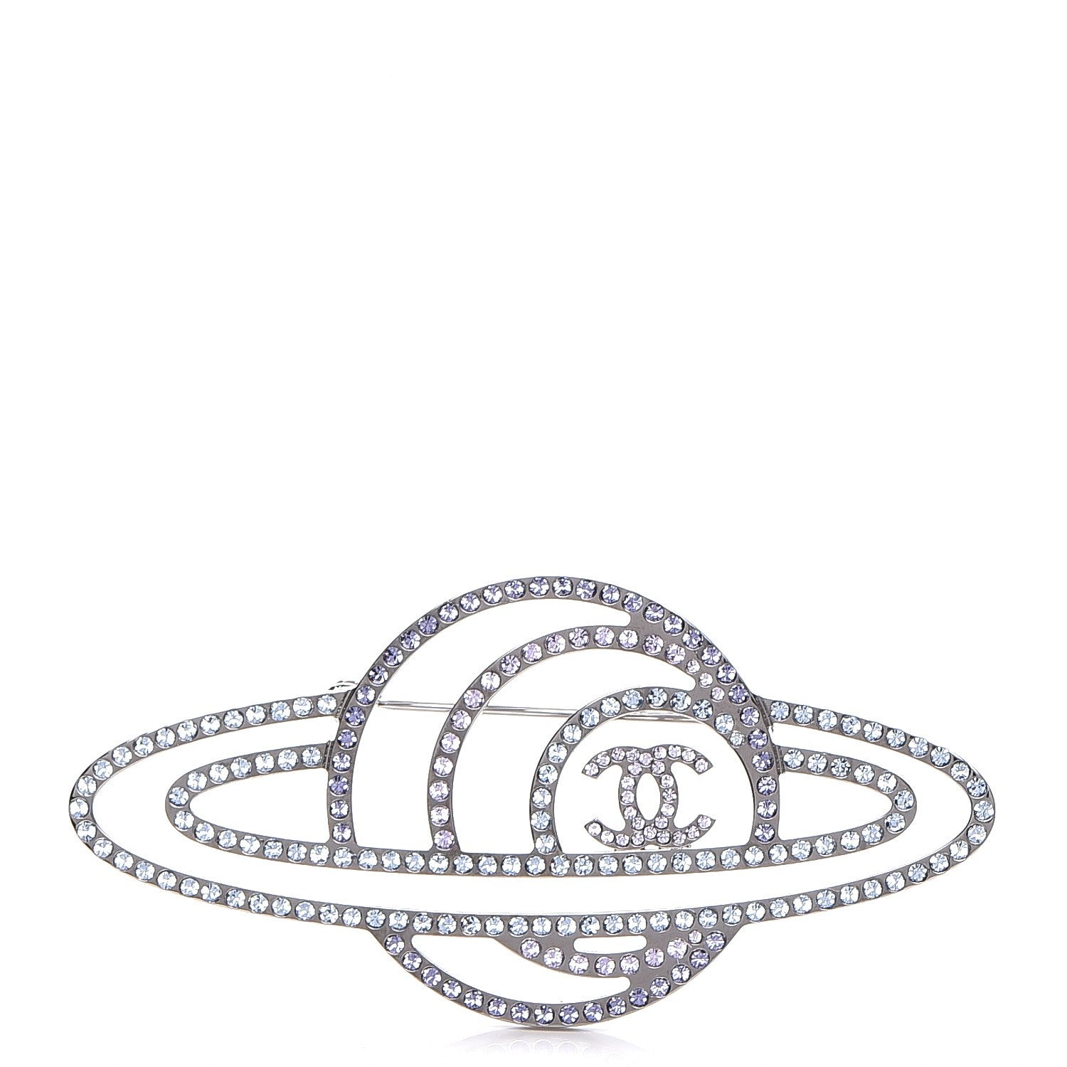 Chanel Crystal Planet Brooch Purple Light Blue 1 of 3