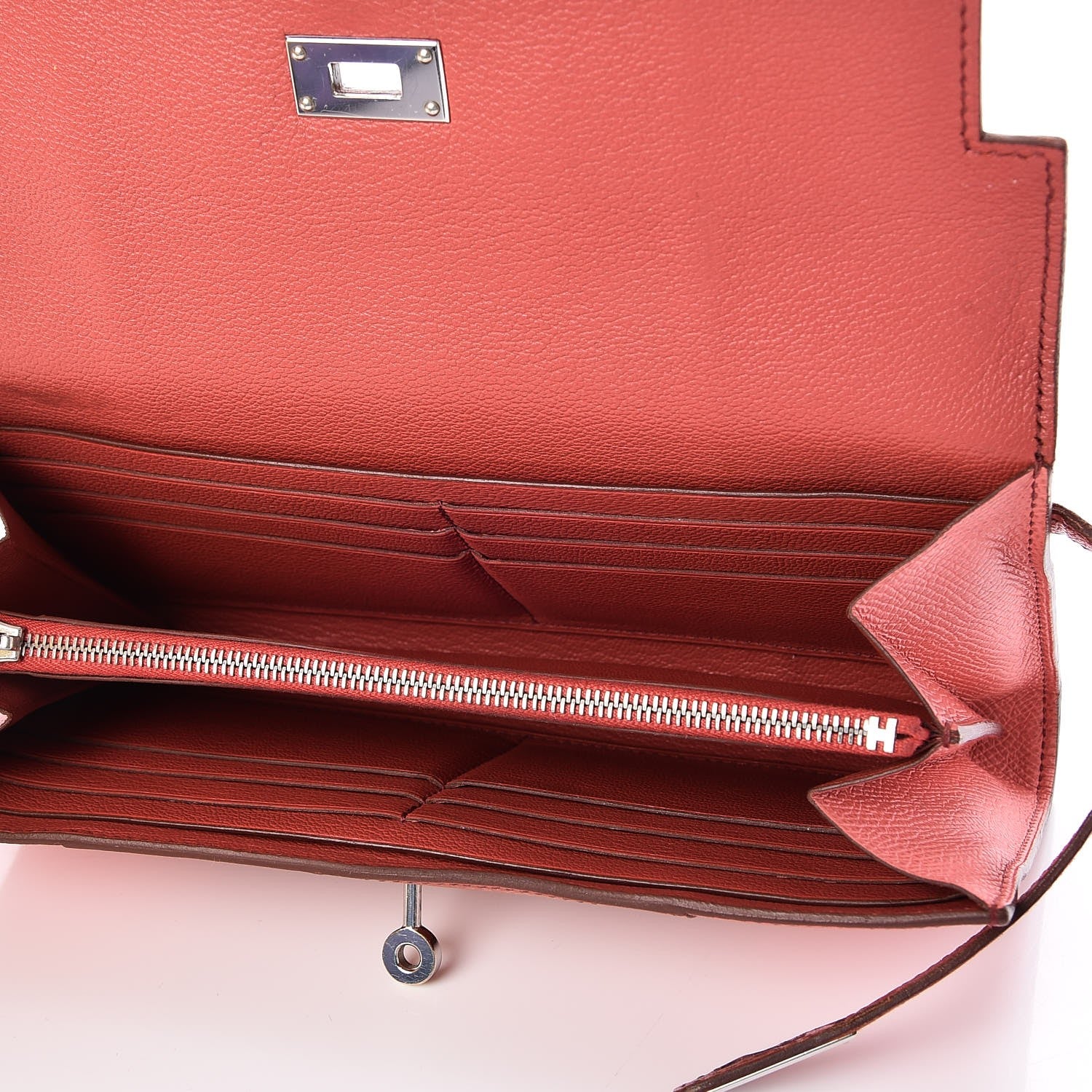 Hermes Epsom Flag Kelly Longue Wallet Corail Flamingo 5 of 13