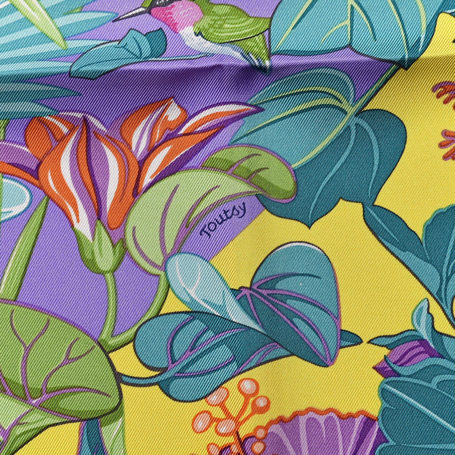 Hermes Silk Flamingo Party Scarf 90 Cyclamen Mauve Vert 4 of 7