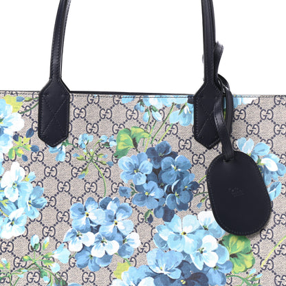 Gucci GG Supreme Monogram Blooms Medium Reversible Tote Beige Blue Navy 10 of 12
