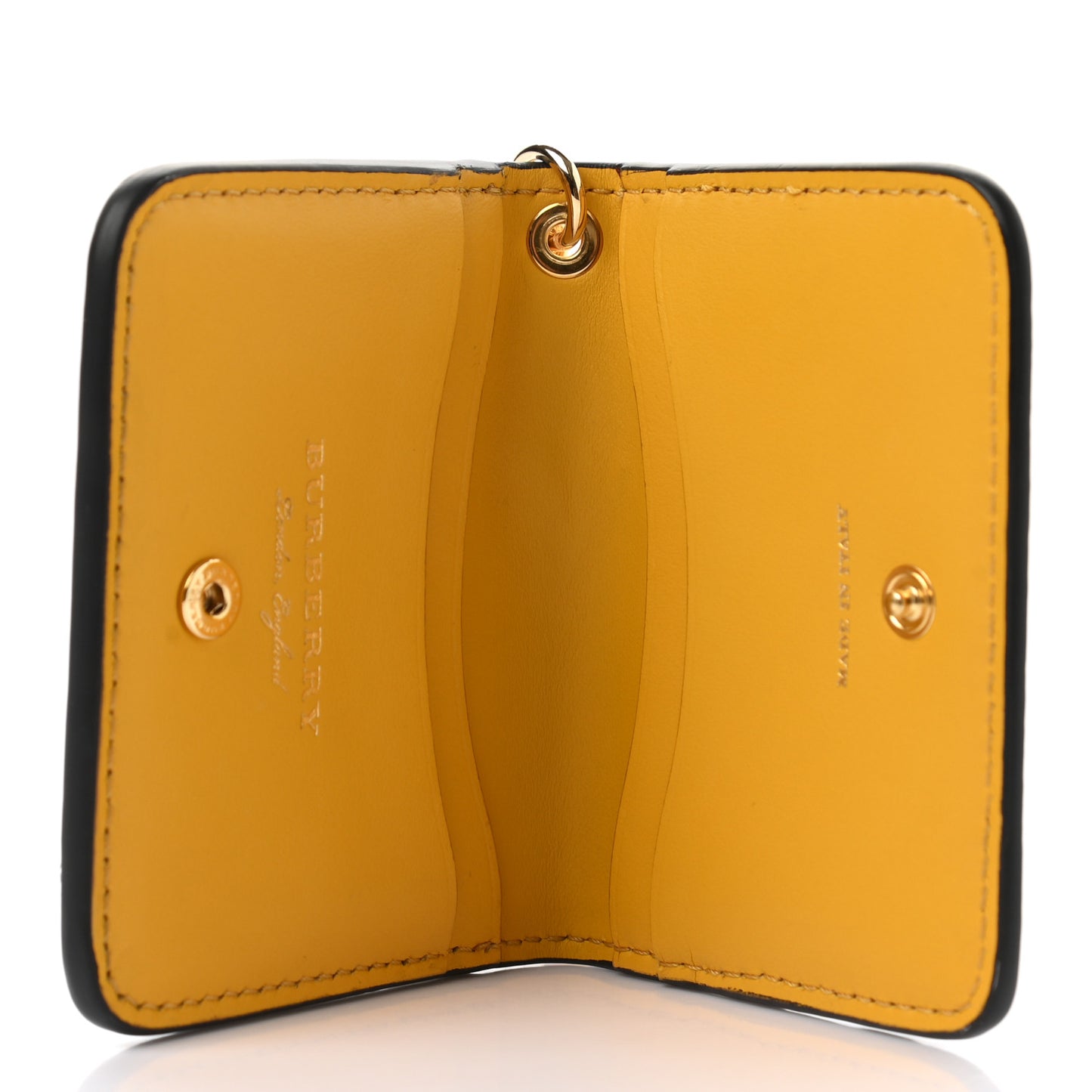 Calfskin Haymarket Check Appliqué Card Case Charm Yellow