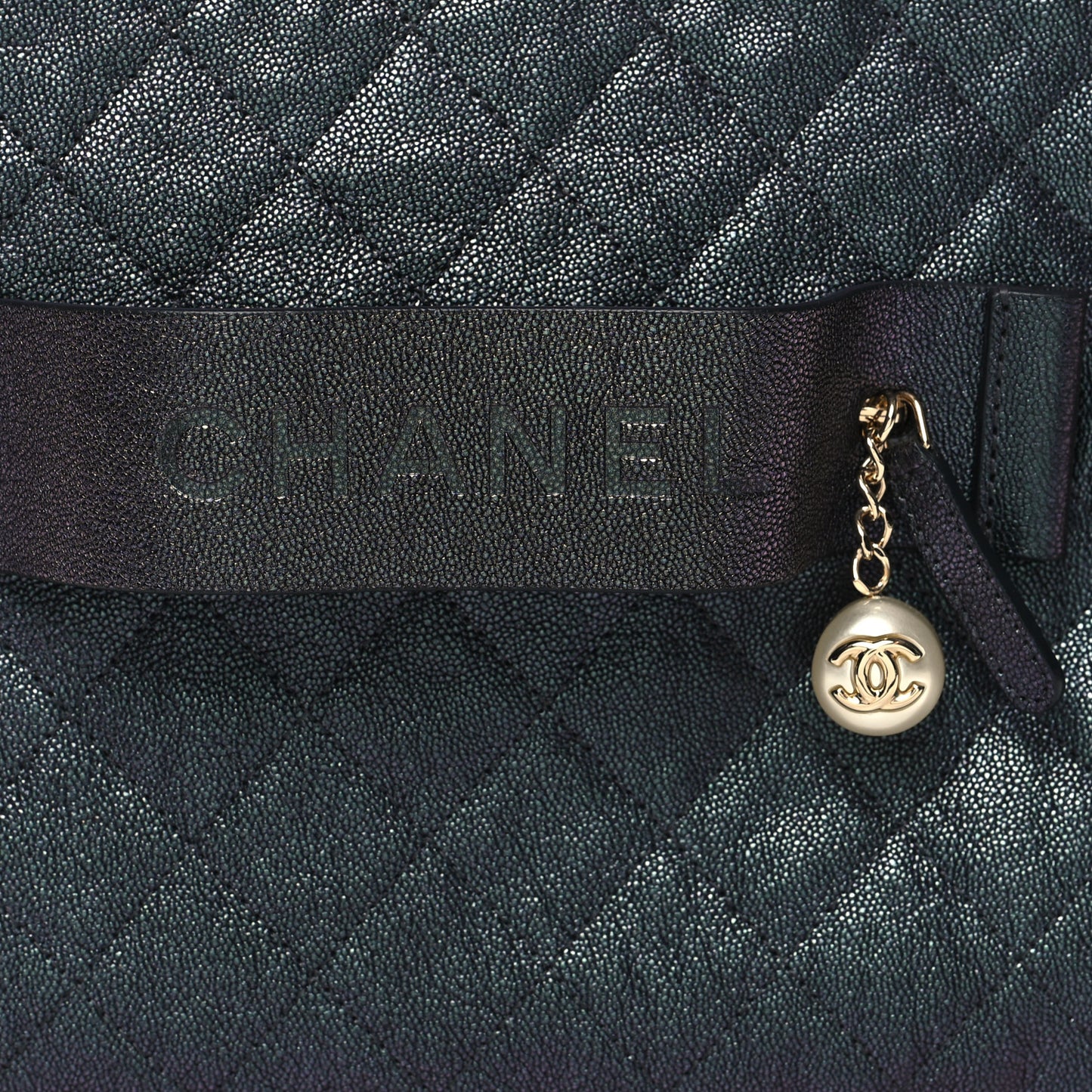 Iridescent Caviar Medium Night by the C Pouch Clutch Black
