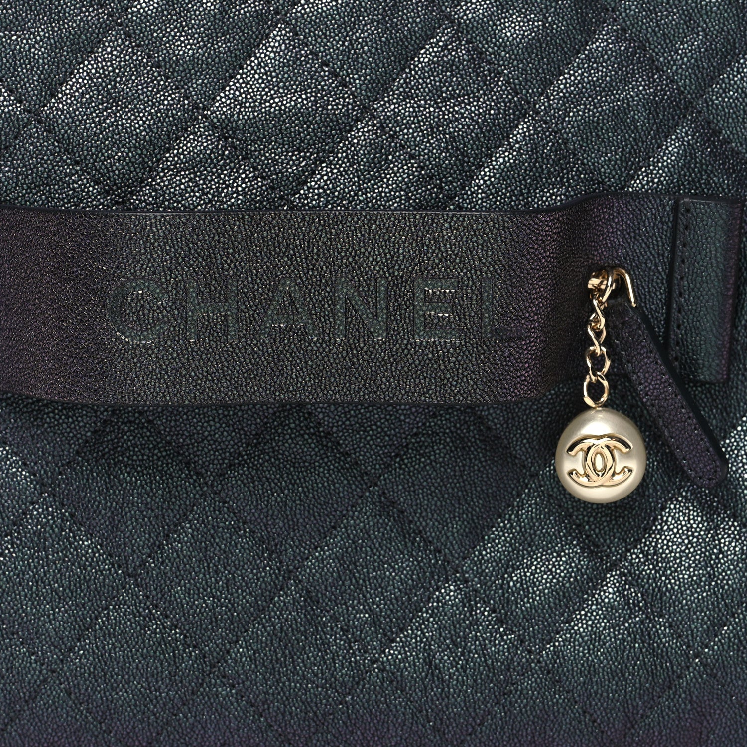 Chanel Iridescent Caviar Medium Night by the C Pouch Clutch Black 8 of 11