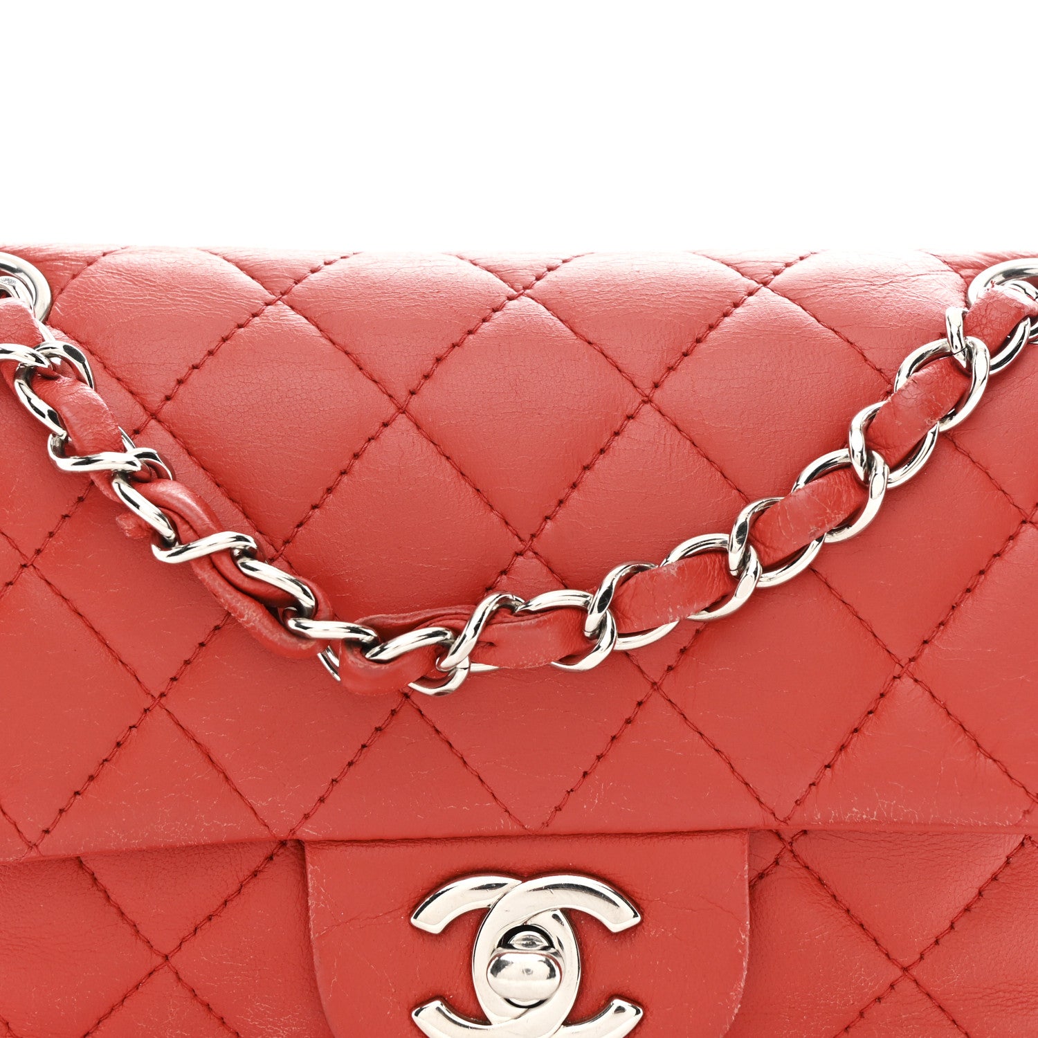 Chanel Lambskin Quilted Mini Rectangular Flap Red 8 of 12