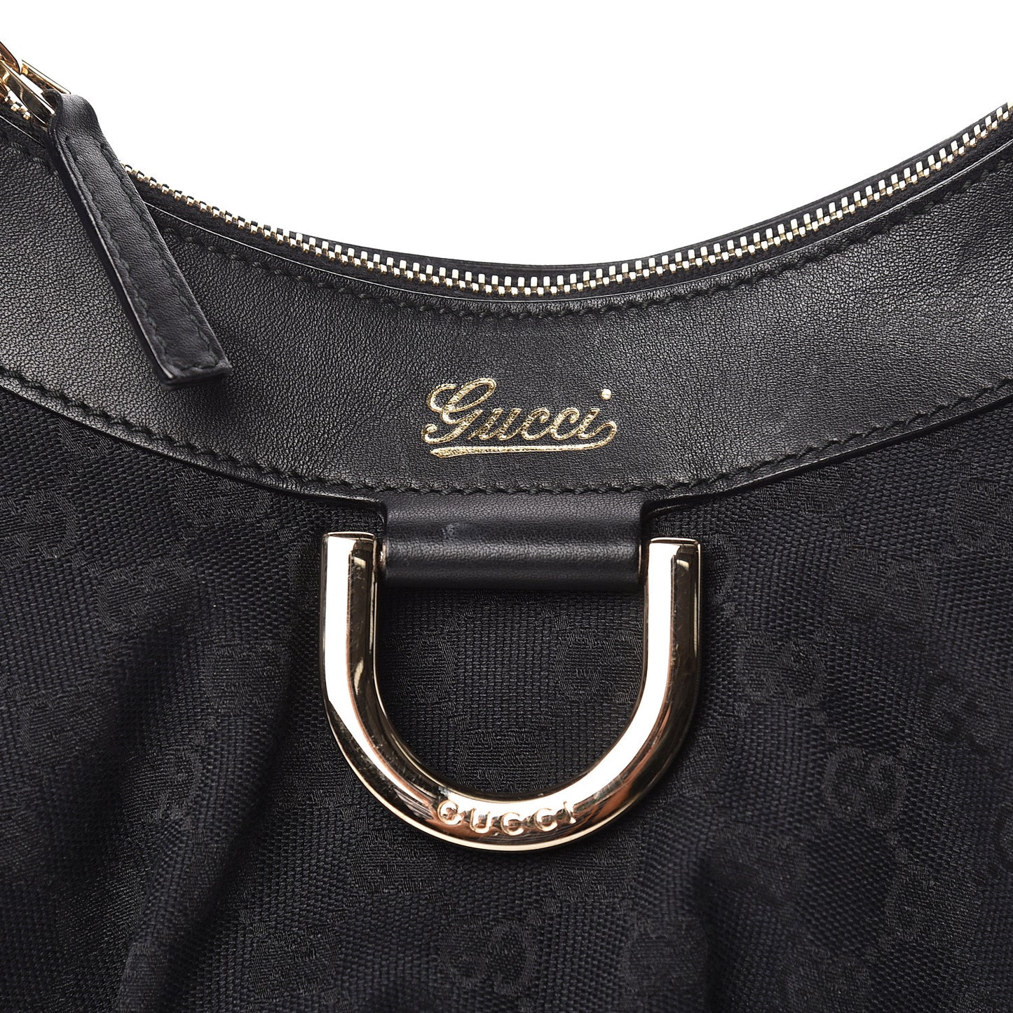 Monogram Medium D Gold Ring Hobo Black