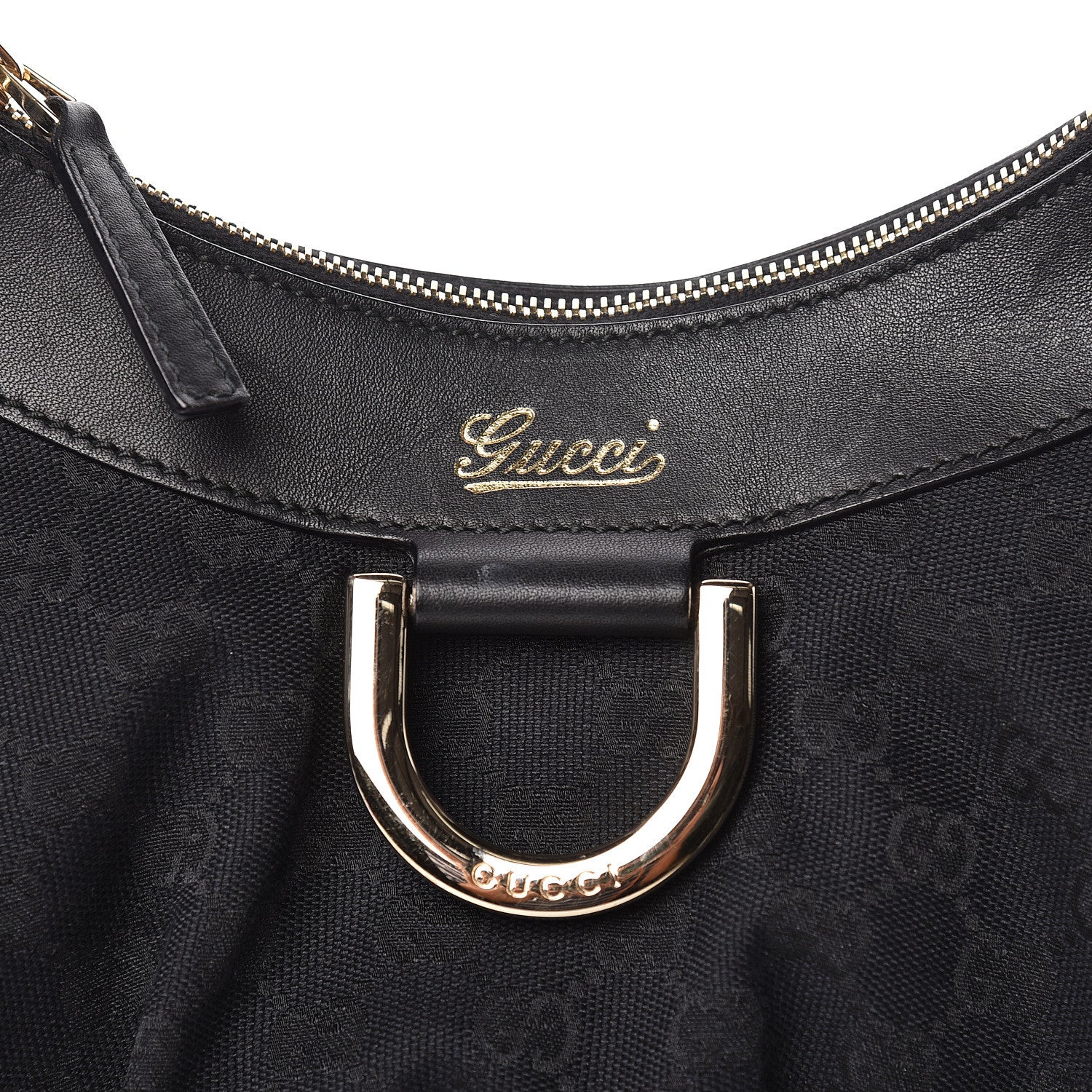 Gucci Monogram Medium D Gold Ring Hobo Black 12 of 12