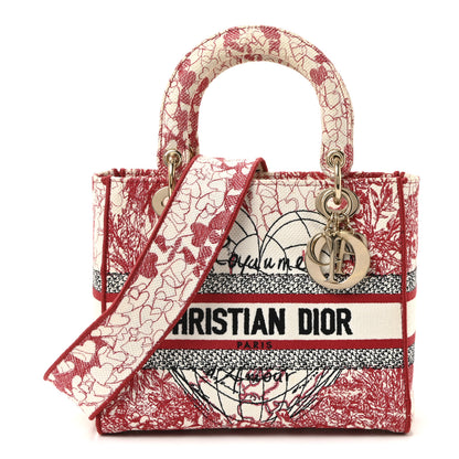 Christian Dior Canvas Embroidered Medium Dioramour D-Royaume Lady D-Lite Red Multicolor 1 of 9