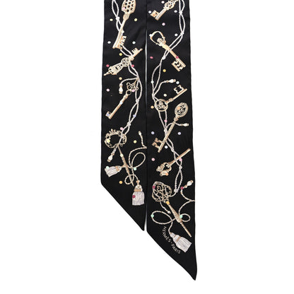 Hermes Silk Les Cles A Pois Twilly Black Beige Rose Multicolor 2 of 4