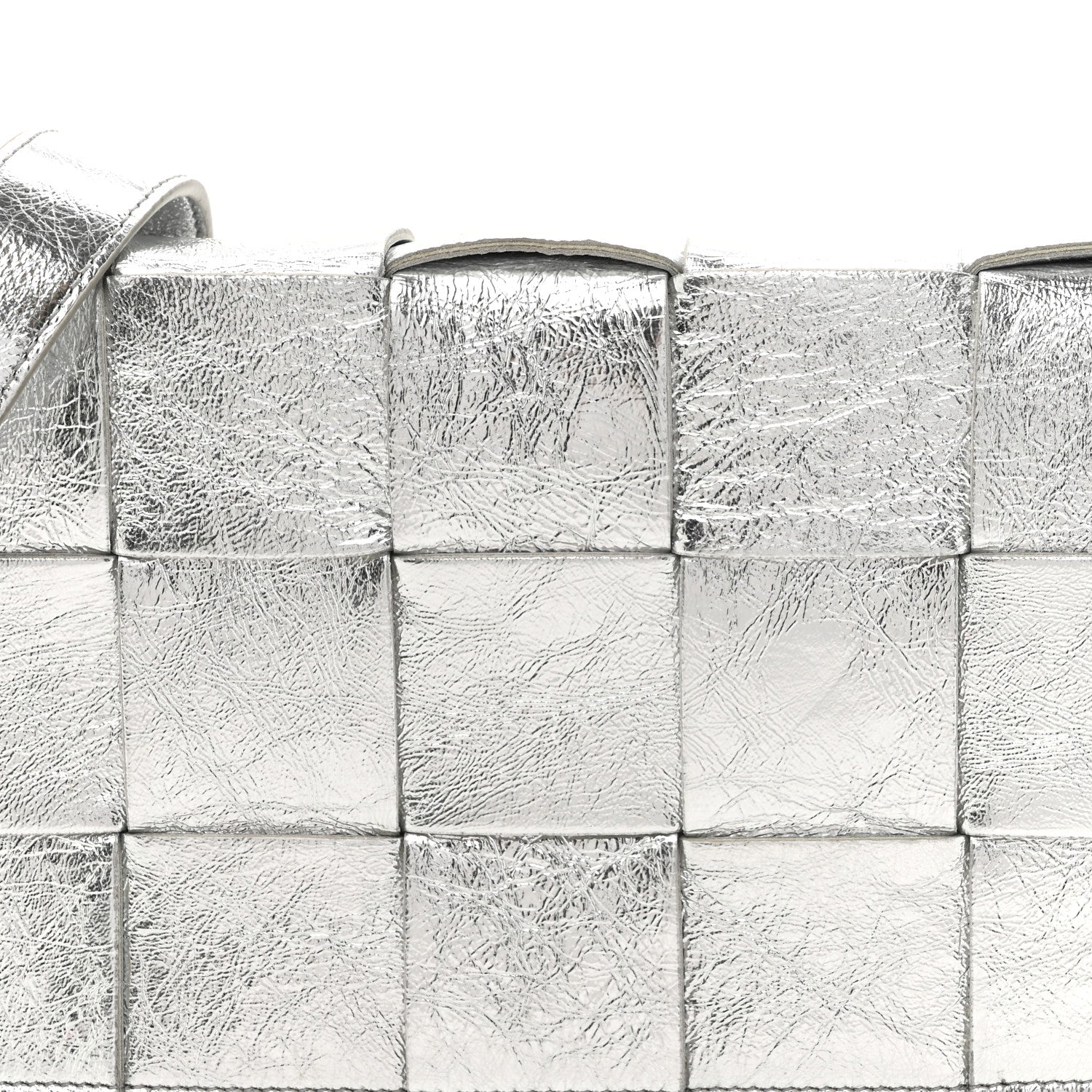 Bottega Veneta Metallic Lambskin Maxi Intrecciato Cassette Crossbody Bag Silver 18 of 31