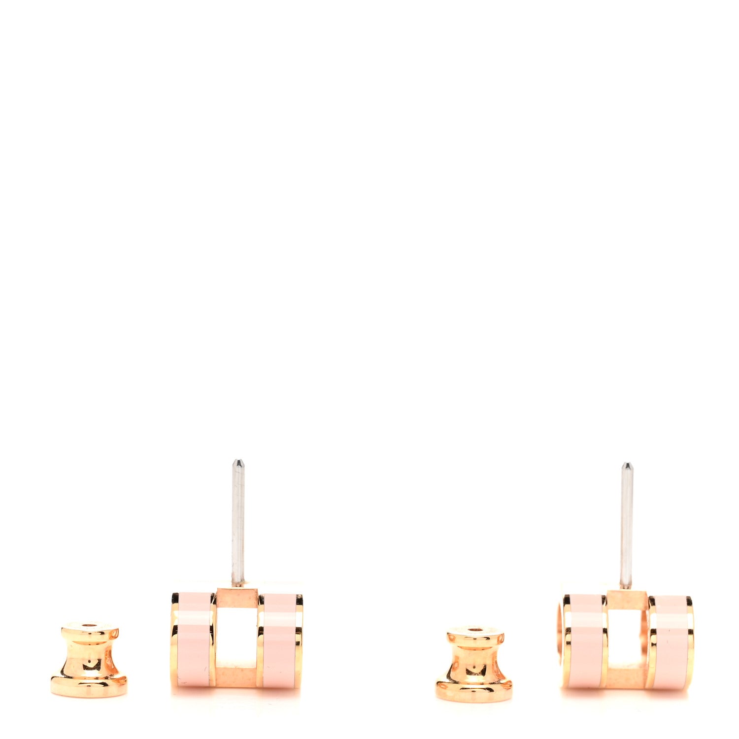 Hermes Rose Gold Lacquered Pop H Earrings Rose Dragee 3 of 6