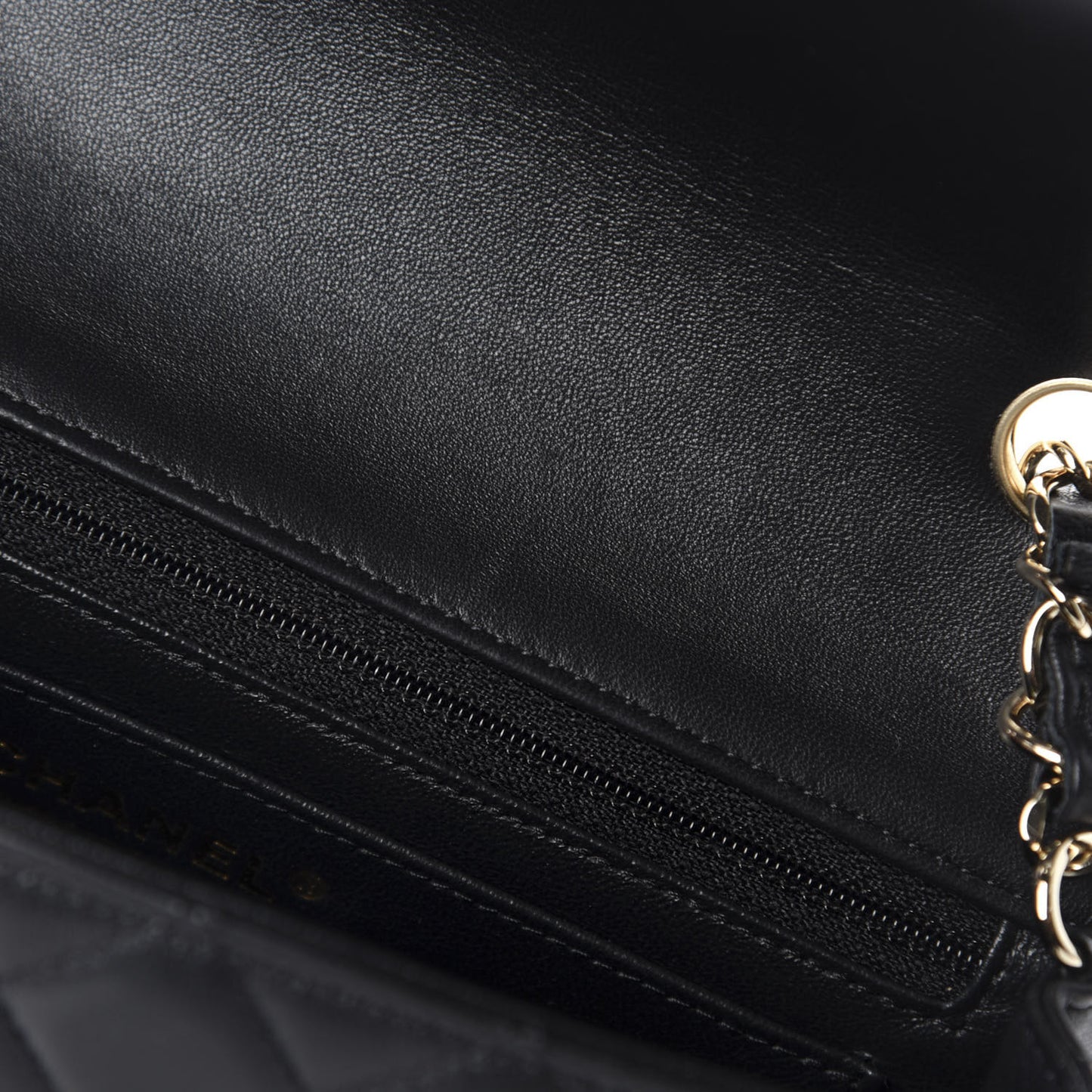 Lambskin Quilted Mini Rectangular Flap Black