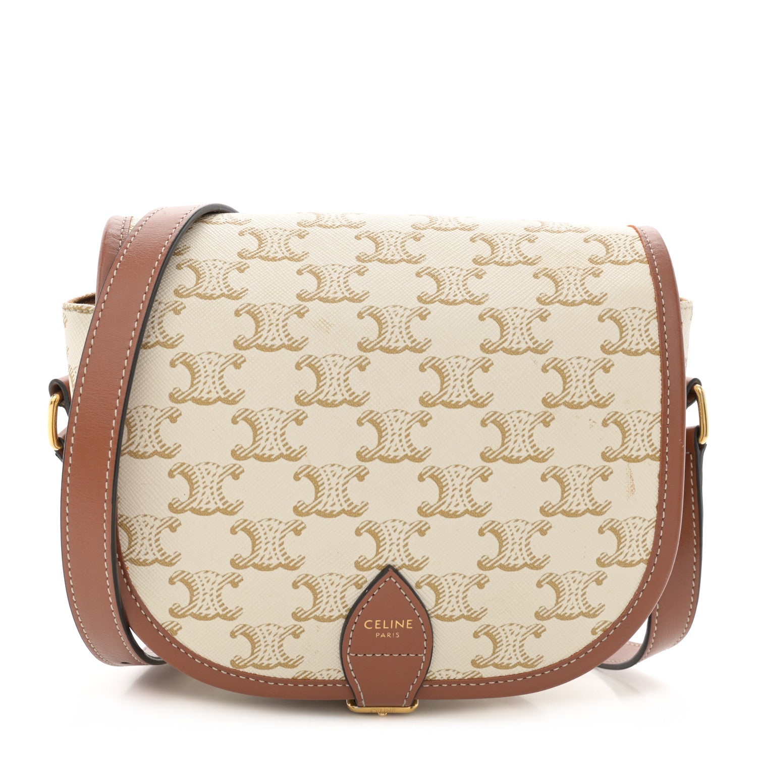 Celine Triomphe Canvas Medium Folco Bag White 1 of 12