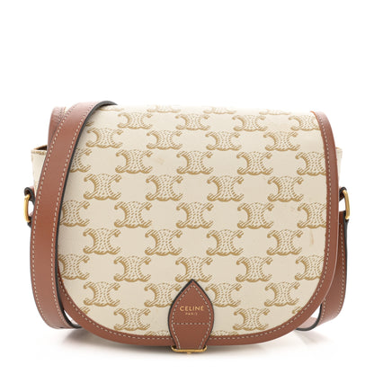 Celine Triomphe Canvas Medium Folco Bag White 1 of 12