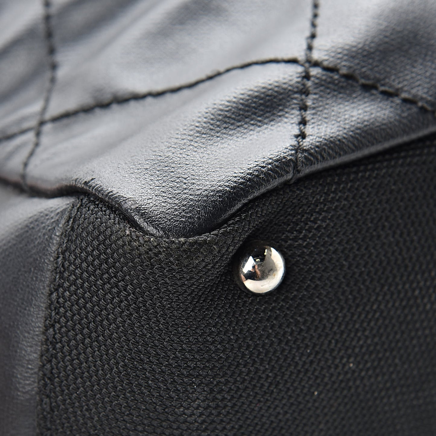 Coated Canvas Quilted Small Paris Biarritz Tote Black