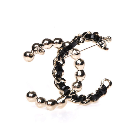 Chanel Lambskin Pearl CC Chain Brooch Black Gold 3 of 5
