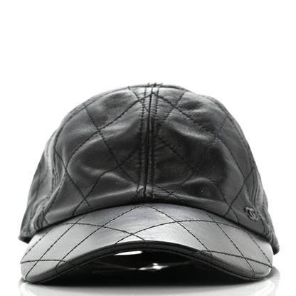 Chanel Lambskin Quilted CC Cap Hat S Black 3 of 8