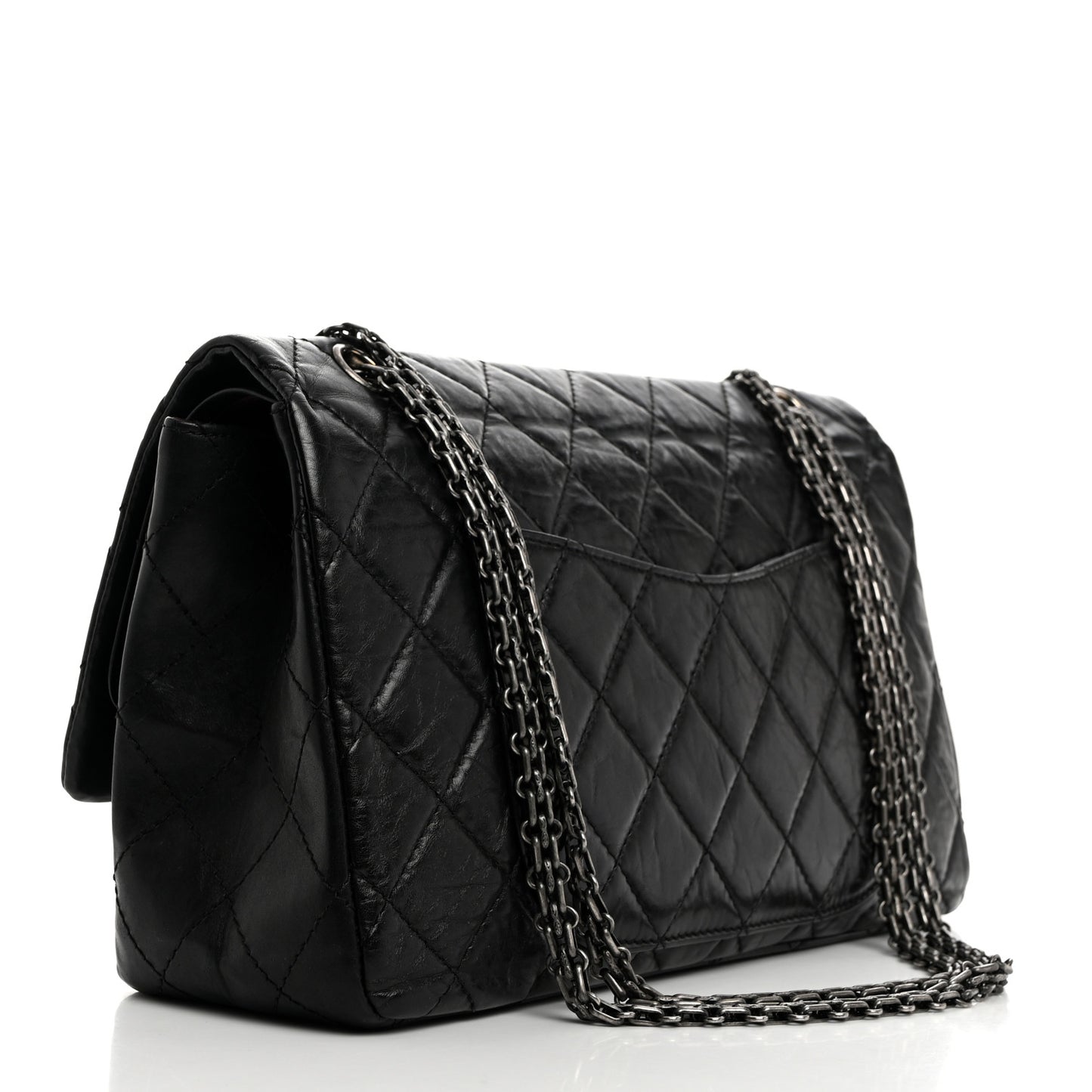 Aged Calfskin Quilted 2.55 Reissue 227 Flap Black