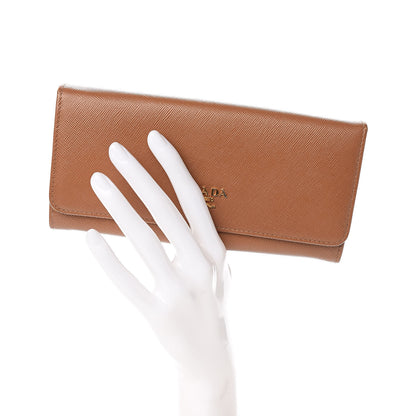 Prada Saffiano Metal Continental Flap Wallet Caramel 2 of 8