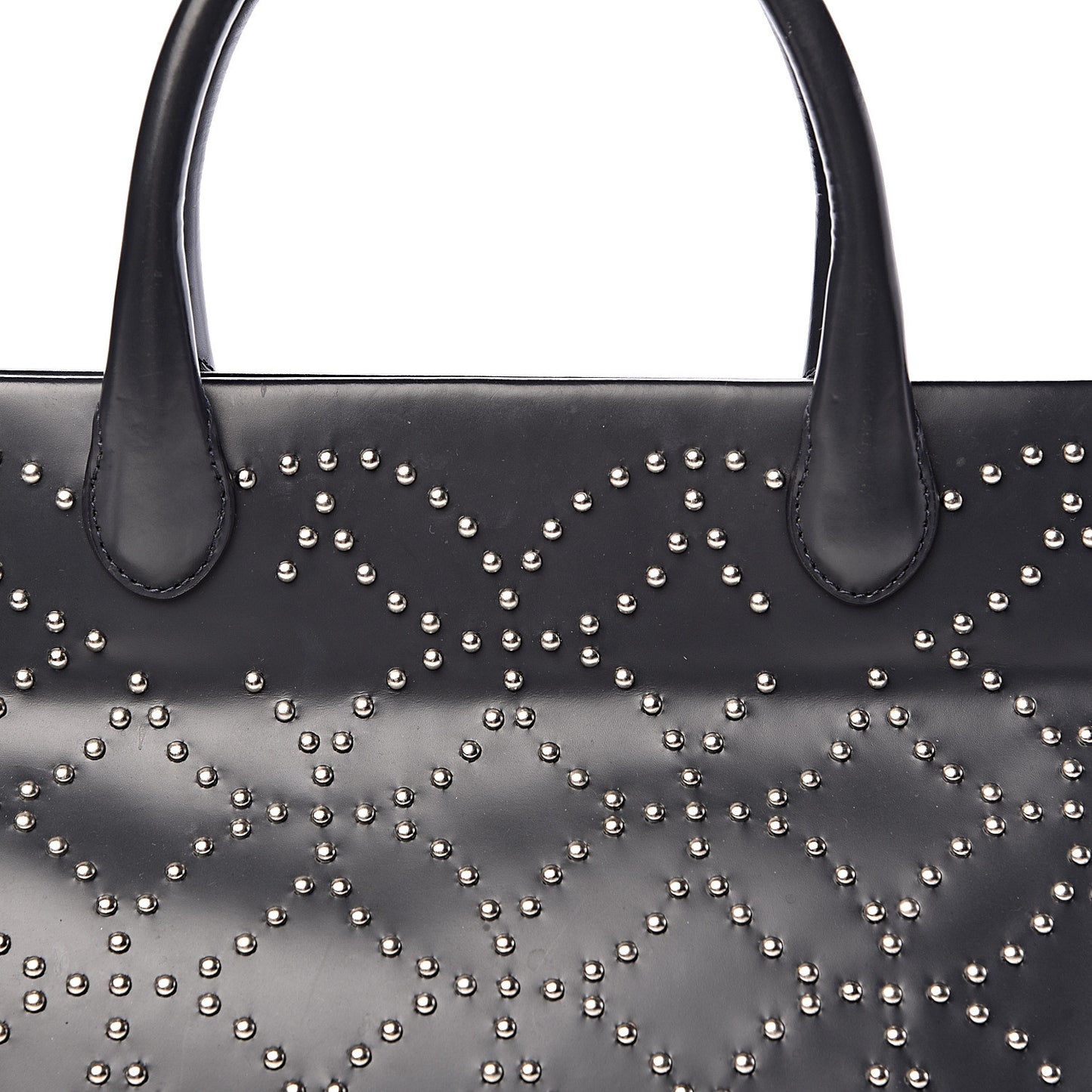 Calfskin Arabesque Studded Clous Tote Dark Grey