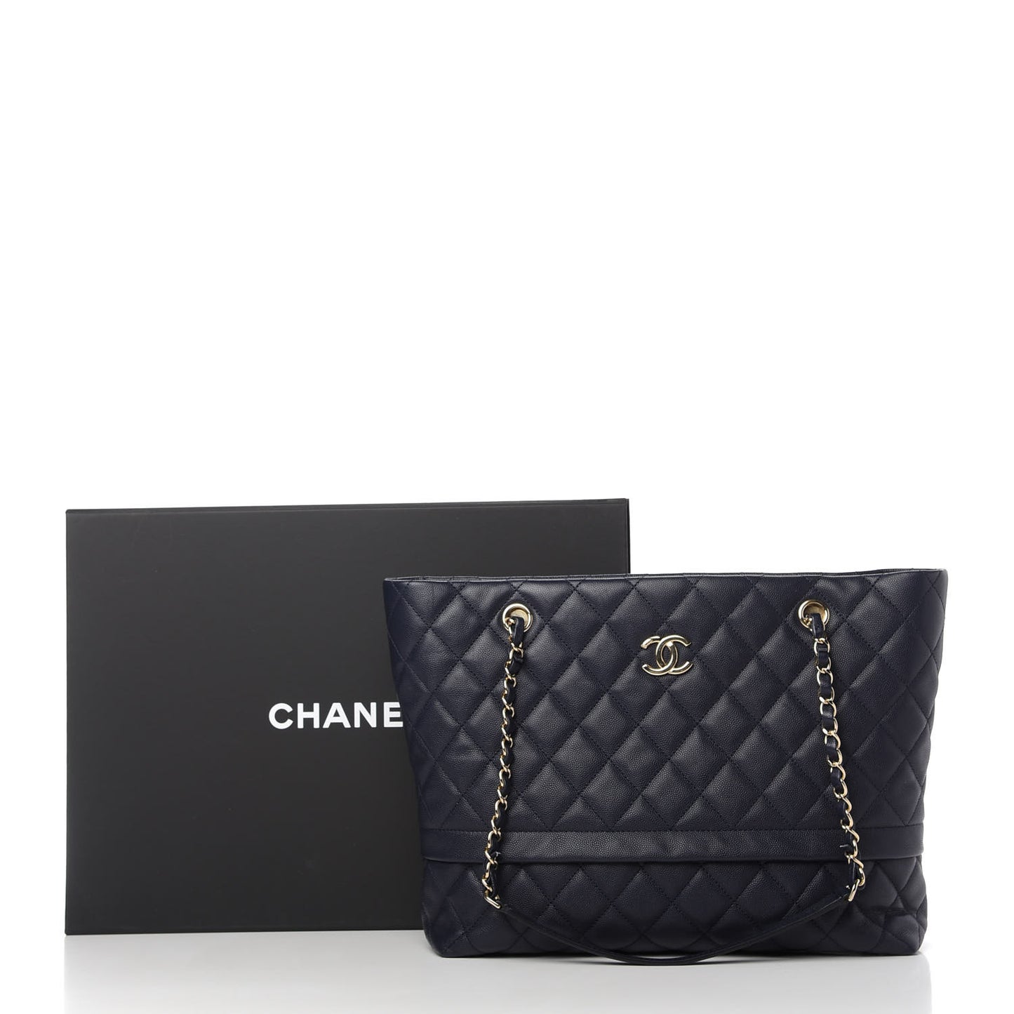 Caviar Quilted Rolled Up Tote Navy