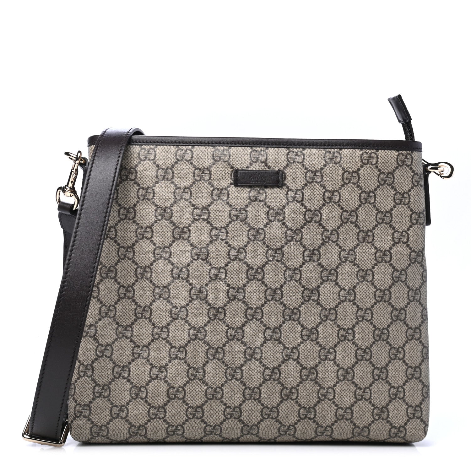 Gucci GG Plus Monogram Medium Flat Messenger Bag Dark Brown 1 of 6