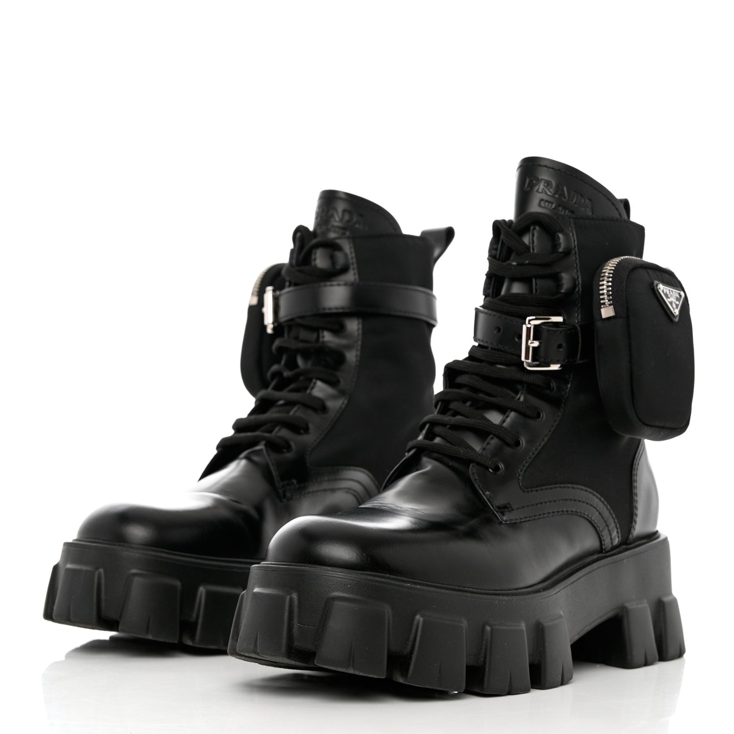 Spazzolato Rois Re-Nylon Metal Triangle Logo Monolith Pouch Pocket 55mm Boots 39.5 Black