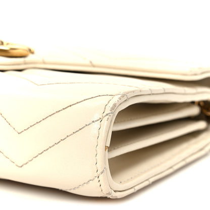 Gucci Calfskin Matelasse GG Marmont Chain Wallet Mystic White 9 of 10