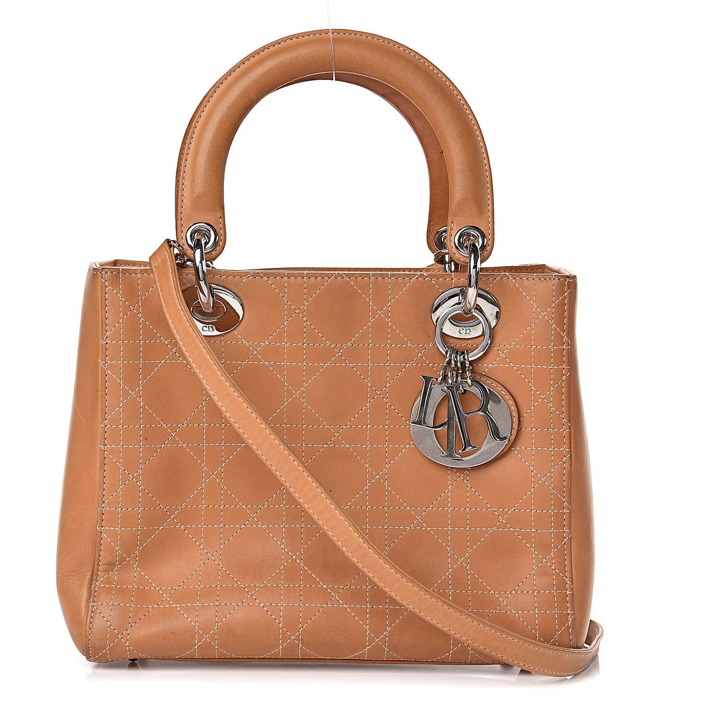 Calfskin Cannage Medium Lady Dior Camel