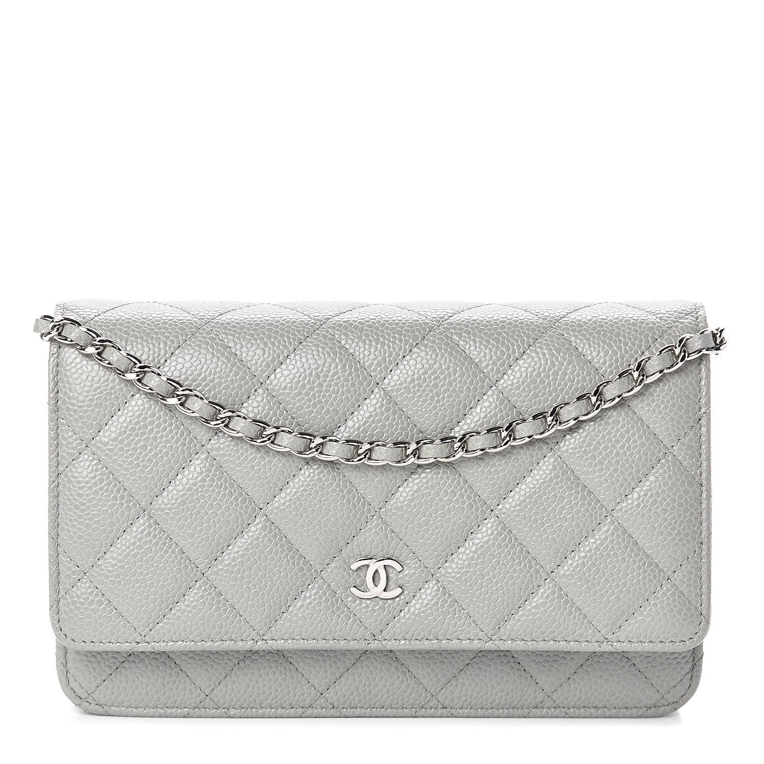 Chanel Caviar Quilted Wallet on Chain WOC Grey 1 of 11
