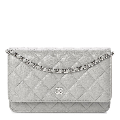 Chanel Caviar Quilted Wallet on Chain WOC Grey 1 of 11