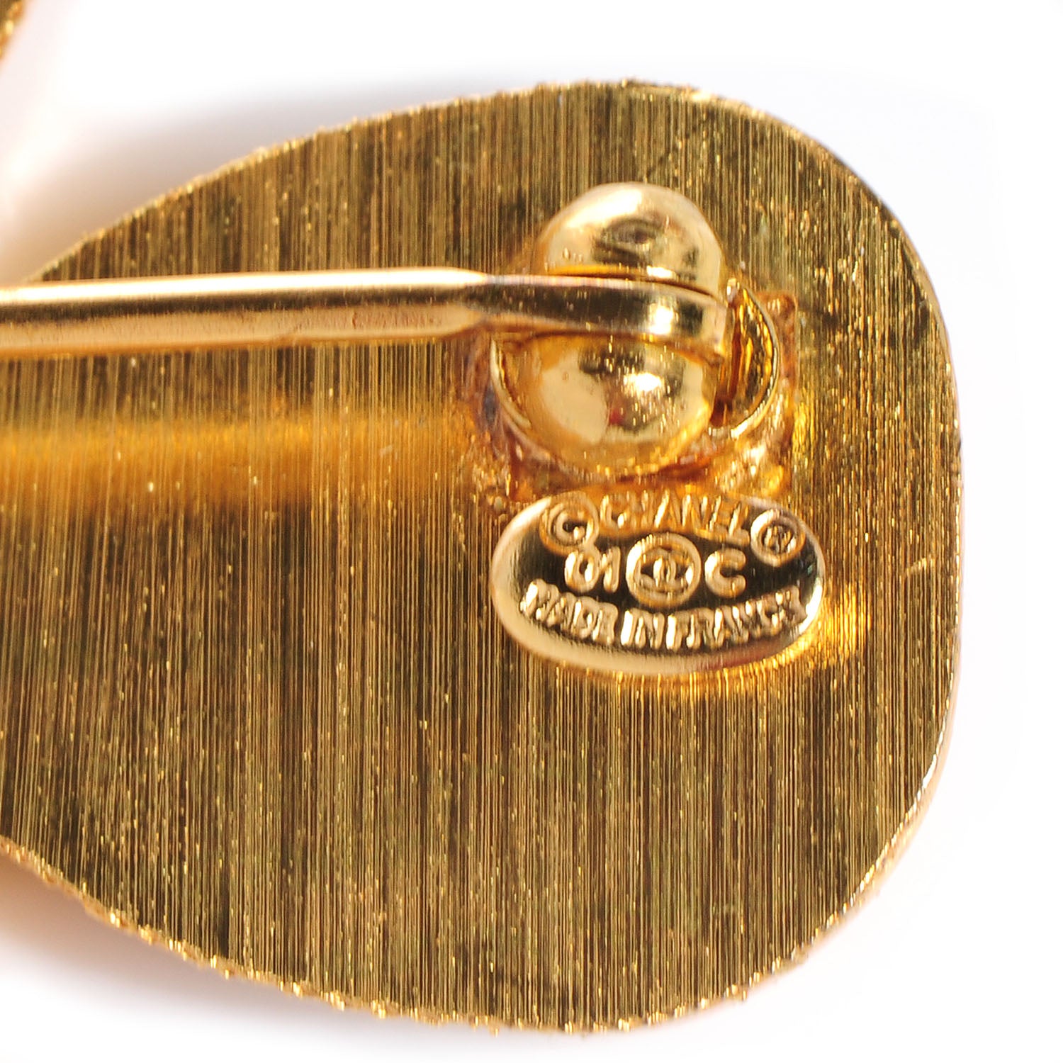 Chanel Crystal CC Cross Brooch Brushed Gold 5 of 5