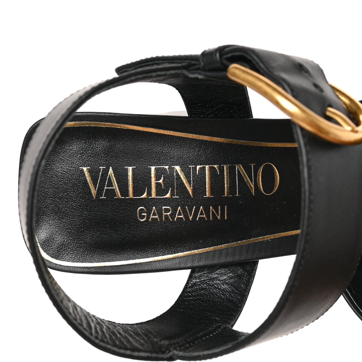 Valentino Garavani Calfskin VLogo Chain 85mm Sandals 37.5 Black 7 of 9