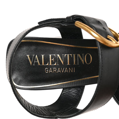 Valentino Garavani Calfskin VLogo Chain 85mm Sandals 37.5 Black 7 of 9