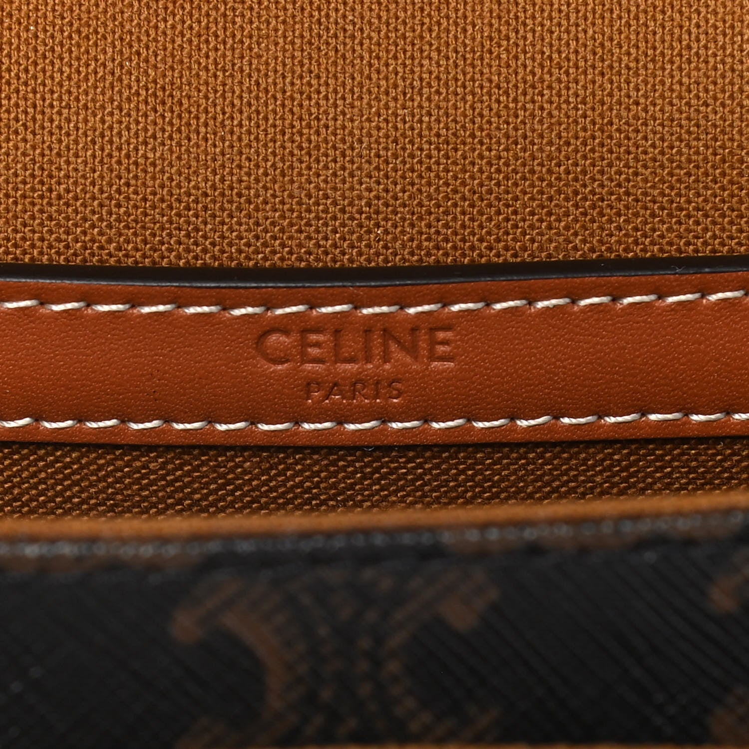 Celine Triomphe Canvas Medium Folco Bag Tan 6 of 12