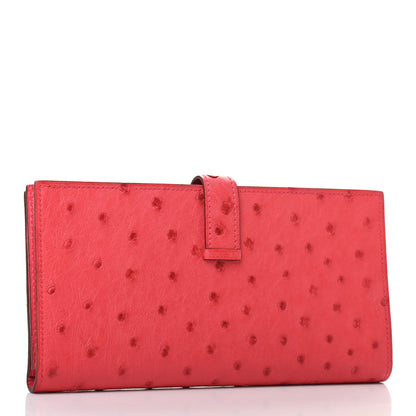 Hermes Ostrich Bearn Wallet Rouge Vif 2 of 6