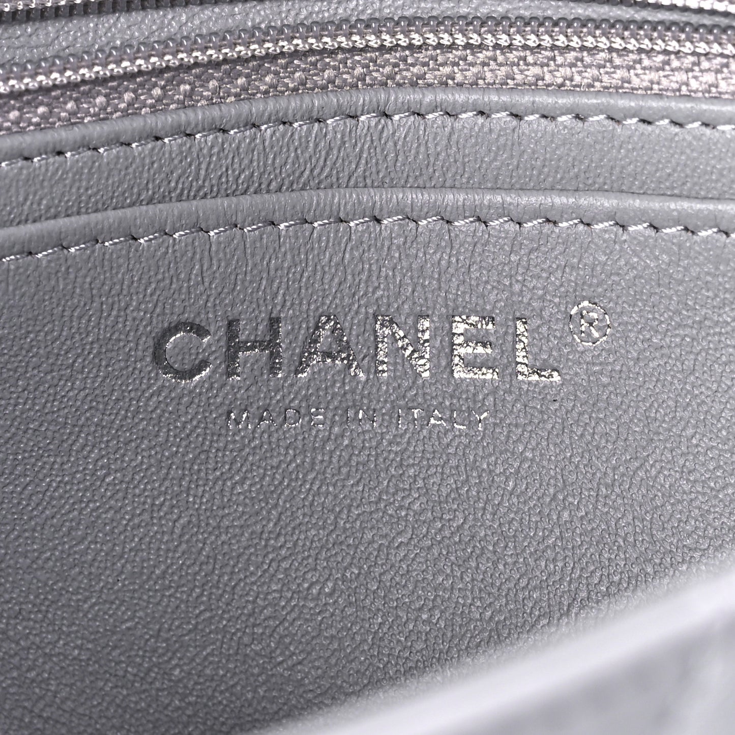 Lambskin Quilted Mini Rectangular Flap Grey