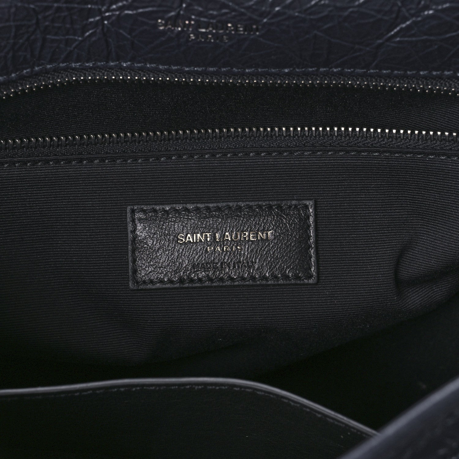 Saint Laurent Crinkled Calfskin Matelasse Monogram Large Niki Chain Satchel Deep Marine 6 of 11