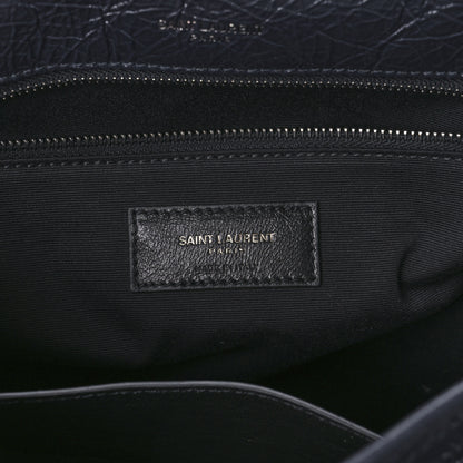 Saint Laurent Crinkled Calfskin Matelasse Monogram Large Niki Chain Satchel Deep Marine 6 of 11