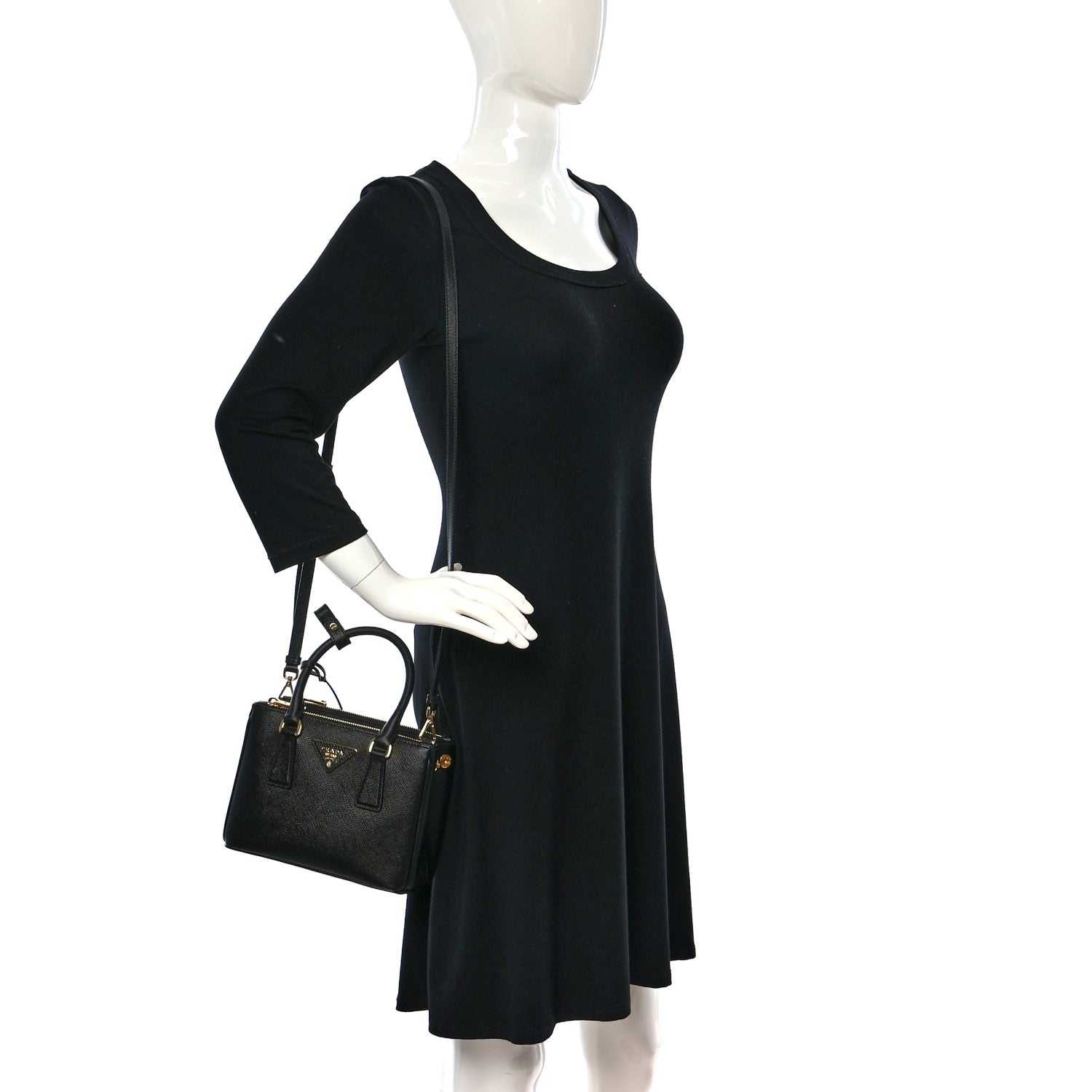 Prada Saffiano Lux Mini Galleria Double Zip Tote Black 2 of 8