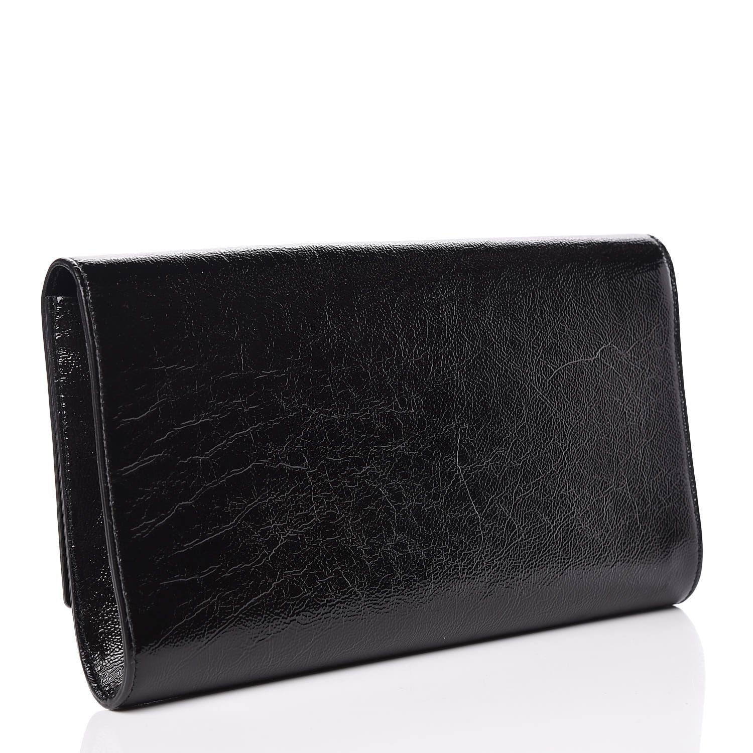 Saint Laurent Textured Patent Monogram Large Belle De Jour Clutch Black 3 of 9