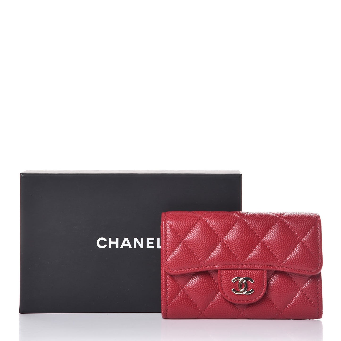 Caviar Quilted Flap Card Holder Pink