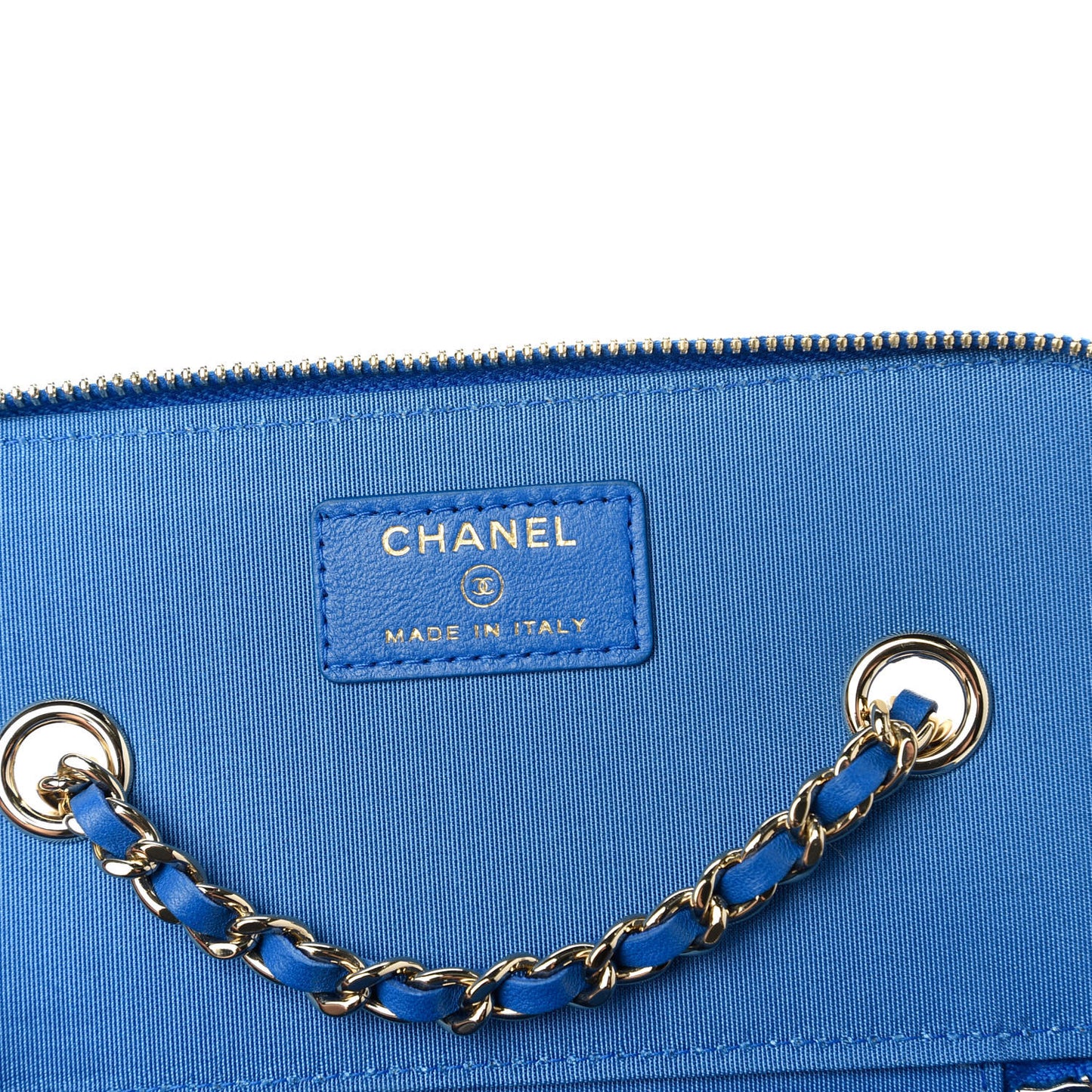 Raffia Jute Striped Small Vanity Case With Chain Blue Beige